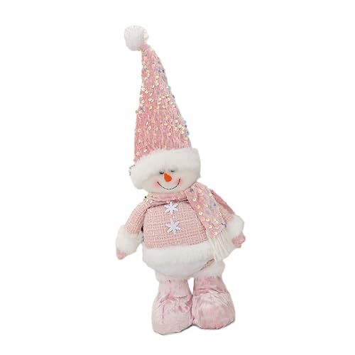 WLNEXT Teleskoppuppe, Funkelnde Pailletten Weihnachtsmann/Schneemann/Hirsch Figur Weihnachtsdeko Stehpuppen mit ausziehbaren Beinen für Kamine von WLNEXT