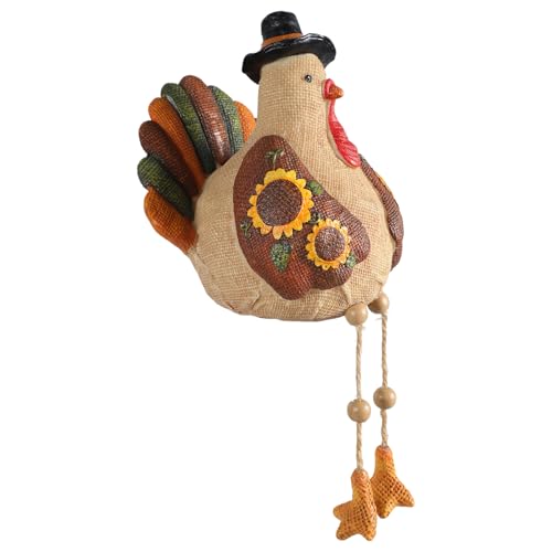 WLNEXT Tisch-Ornamente, Thanksgiving-Truthahn-Figur, Harz, Herbstvogel, Statue für drinnen und draußen, handgefertigt, Tischdekoration, Ornament von WLNEXT