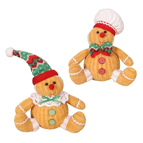 WLNEXT Valentins-Zwerg, 2 Stück, Weihnachtsfigur, Ingwermann, Schreibtisch-Ornament, gehäkelt, Weihnachtsfigur, Dekoration für Weihnachtsfeier, Tafelaufsätze von WLNEXT