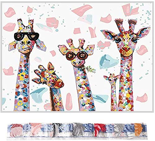 WLOT 5D Diamond Painting Kit Giraffe Bunt, DIY 5D Diamond Painting Rhinestone Embroidery Cross Stitch Arts Craft for Home Wall Decor 45 x 35 cm von WLOT