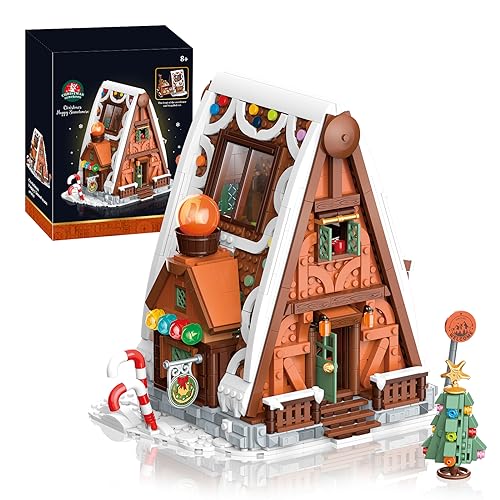 WLOXBKF Weihnachten Haus Bausteine, Weihnachten Lebkuchen Haus Klemmbausteine,Weihnachtsdeko zum Sammeln, Christmas House Building Weihnachten Geschenke Spielzeug für Erwachsene und Kinder von WLOXBKF