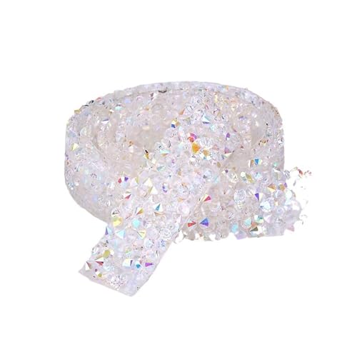 Diamantbänder, 1,8 m x 15 mm, gelbes Hotfix-Glas-Strass-Kettenbesatz, Kristallband, Diamant-Applikation, Strassband für Kleidung (Farbe: Transparent AB) von WLTYSM