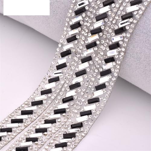 Diamantbänder, 4,5 m x 13 mm, transparent, schwarz, Hotfix, Glas, Strasssteine, Kettenbesatz, Diamant-Strassband, Kristall-Applikation zum Basteln von WLTYSM