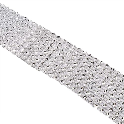 Diamantbänder 2/4,5 Meter Diamant-Mesh-Wickelband Netzband für Hochzeit, Party, Dekoration, Kristall-Strassband, Tüll, Bastelbedarf (Farbe: P02, Größe: 2 Yards) von WLTYSM