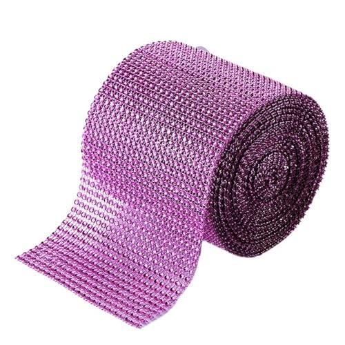 Diamantbänder 9,1 m Strassband Diamant-Mesh-Band Strass-Mesh-Band Wickelband 24 Reihen für Hochzeitstorte Vase Dekor Partyzubehör (Farbe: Dunkelrosa, Größe: 9,1 m) von WLTYSM