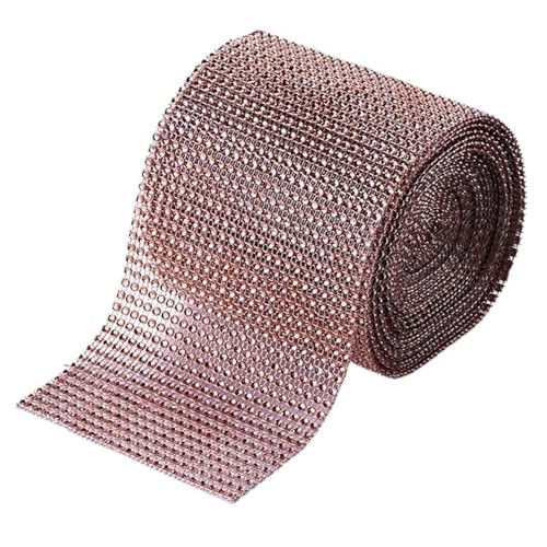 Diamantbänder 9,1 m Strassband Diamant-Mesh-Band Strass-Mesh-Band Wrap 24 Reihen für Hochzeitstorte Vase Dekor Partyzubehör (Farbe: Champagnerfarbe, Größe: 9,1 m) von WLTYSM