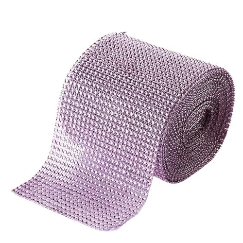 Diamantbänder 9,1 m Strassband Diamant-Mesh-Band Strass-Mesh-Band Wrap 24 Reihen für Hochzeitstorte Vase Dekor Partyzubehör (Farbe: Hellrosa, Größe: 9,1 m) von WLTYSM