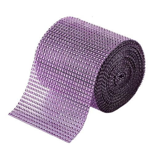 Diamantbänder 9,1 m Strassband Diamant-Mesh-Band Strass-Mesh-Band Wrap 24 Reihen für Hochzeitstorte Vase Dekor Partyzubehör (Farbe: Hellviolett, Größe: 9,1 m) von WLTYSM