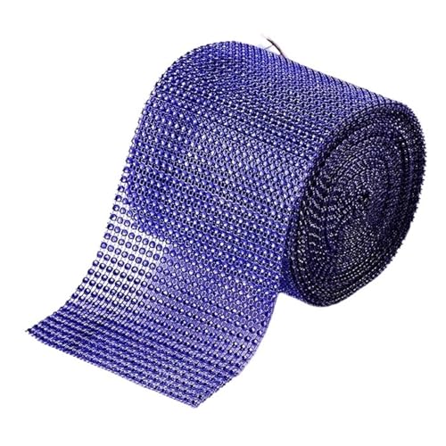 Diamantbänder 9,1 m Strassband Diamant-Mesh-Band Strass-Mesh-Band Wrap 24 Reihen für Hochzeitstorte Vase Dekor Partyzubehör (Farbe: Königsblau, Größe: 9,1 m) von WLTYSM