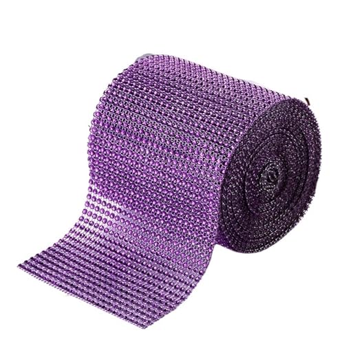 Diamantbänder 9,1 m Strassband Diamant-Mesh-Band Strass-Mesh-Band Wrap 24 Reihen für Hochzeitstorte Vase Dekor Partyzubehör (Farbe: Lila, Größe: 9,1 m) von WLTYSM