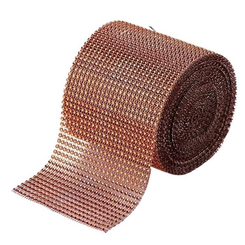 Diamantbänder 9,1 m Strassband Diamant-Mesh-Band Strass-Mesh-Band Wrap 24 Reihen für Hochzeitstorte Vase Dekor Partyzubehör (Farbe: Nacarat, Größe: 9,1 m) von WLTYSM