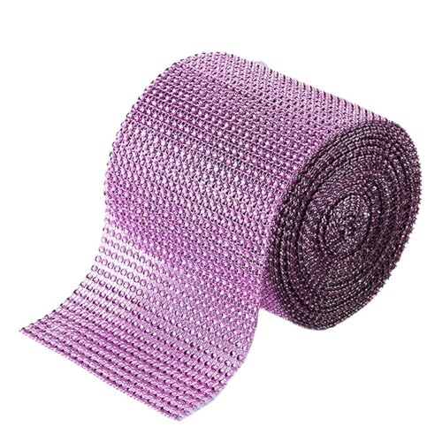 Diamantbänder 9,1 m Strassband Diamant-Mesh-Band Strass-Mesh-Band Wrap 24 Reihen für Hochzeitstorte Vase Dekor Partyzubehör (Farbe: Rosa, Größe: 9,1 m) von WLTYSM