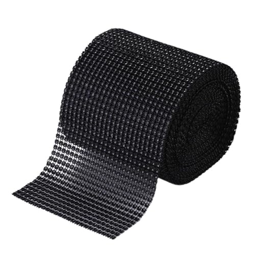 Diamantbänder 9,1 m Strassband Diamant-Mesh-Band Strass-Mesh-Band Wrap 24 Reihen für Hochzeitstorte Vase Dekor Partyzubehör (Farbe: Schwarz, Größe: 9,1 m) von WLTYSM