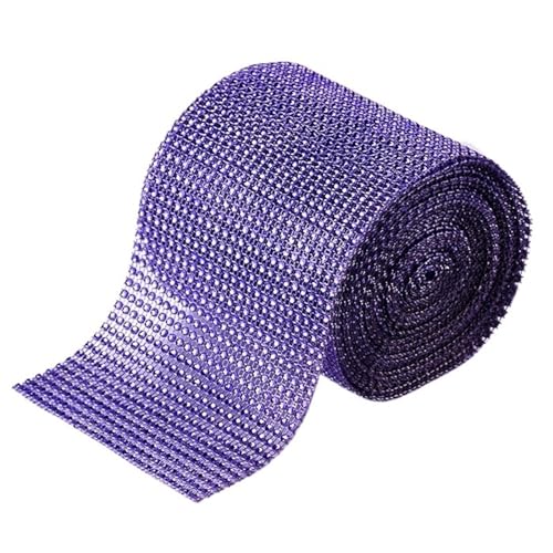 Diamantbänder 9,1 m Strassband Diamant-Mesh-Band Strass-Mesh-Band Wrap 24 Reihen für Hochzeitstorte Vase Dekor Partyzubehör (Farbe: Violett, Größe: 9,1 m) von WLTYSM