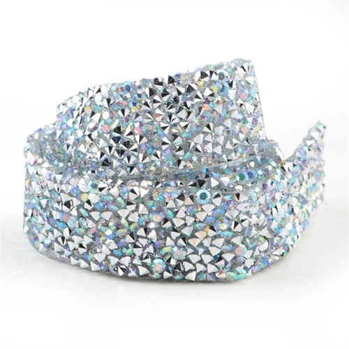 Diamantbänder 91 cm Kristall-Strassband DIY selbstklebendes funkelndes Strassband mit Strasssteinen für Hochzeitskleidung Zubehör (Farbe: 2 cm – Transparentes AB) von WLTYSM