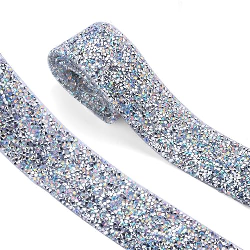 Diamantbänder 91 cm Kristall-Strassband DIY selbstklebendes funkelndes Strassband mit Strasssteinen für Hochzeitskleidung Zubehör (Farbe: 4 cm – Transparentes AB) von WLTYSM