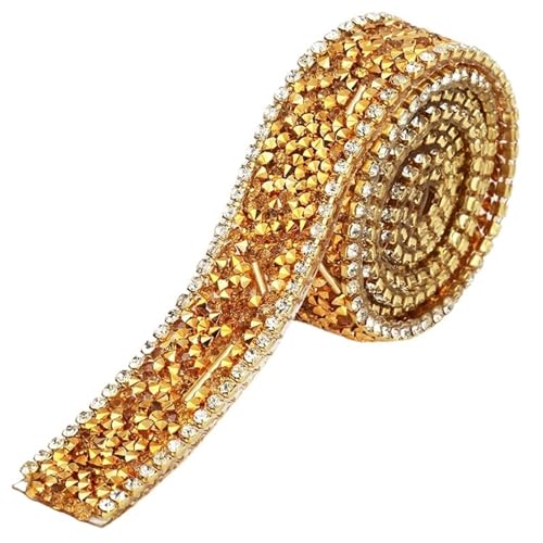 Diamantbänder Glas Kristall Strass Band Trim Nähen Silber Strass Band Kette Trimmen Zubehör Aufbügeln Schuhe Kleidungsstücke (Farbe: 2 cm Topas, Größe: 91 cm) von WLTYSM