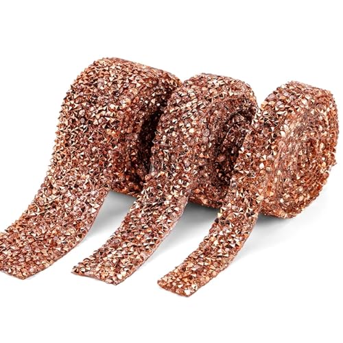 Kristall Diamant Bänder Nähen Strass Applikation für Dekorationen Kleidung Zubehör (Color : Rose Gold, Size : 20mm-1Yard) von WLTYSM