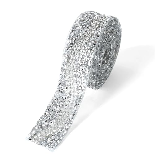 Kristall Diamant Bänder Nähen Strass Applikation für Dekorationen Kleidung Zubehör (Color : Silver, Size : 15mm-1Yard) von WLTYSM