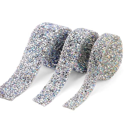 Kristall Diamant Bänder Nähen Strass Applikation für Dekorationen Kleidung Zubehör (Color : Silver AB, Size : 30mm-1Yard) von WLTYSM