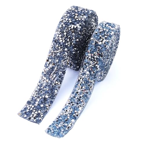 Kristall-Diamant-Bänder zum Nähen von Strass-Applikationen für Dekorationen, Bekleidungszubehör (Color : Silver Blue, Size : 15mm-1Yard) von WLTYSM