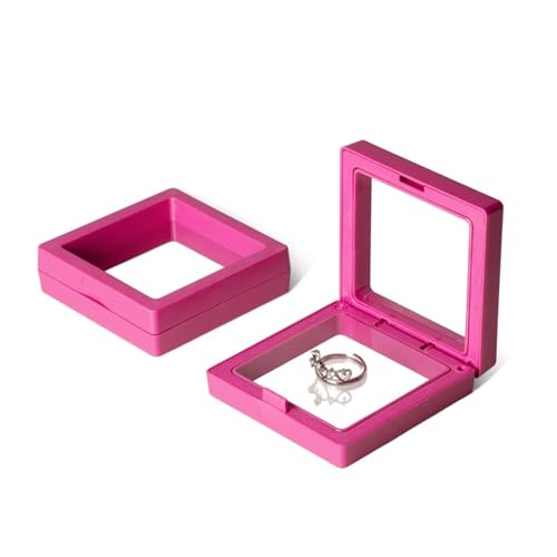 Pe-Folie AufhäNgebox 10 Stück Displaybox, 3D-Schweberahmen, Schmuckständer, Schattenbox, Ring-Anhänger-Halter, Schmuckstein-Präsentationskoffer FüR Schmuck Mehrzweck-Ring Und Armband-Verpackung(Rose R von WLTYSM