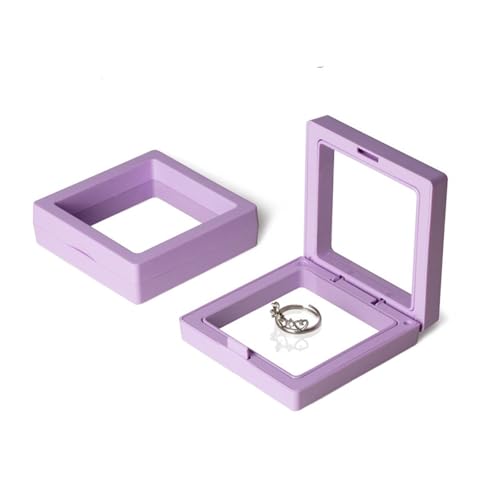 Pe-Folie AufhäNgebox 10 Stück Displaybox, 3D-Schweberahmen, Schmuckständer, Schattenbox, Ring-Anhänger-Halter, Schmuckstein-Präsentationskoffer FüR Schmuck Mehrzweck-Ring Und Armband-Verpackung(Purple von WLTYSM