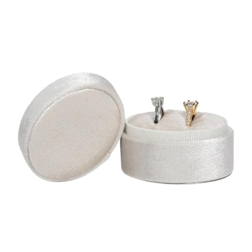 Ringschachtel Flanell-Schmuckschatulle, ovale Ringbox, einfache und exquisite Samt-Schmuckschatulle, Doppelring-Box for Hochzeit, Geschenkverpackung, Verpackung Ring Geschenkbcox(Beige-double ring) von WLTYSM