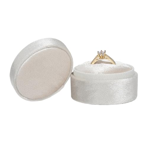 Ringschachtel Flanell-Schmuckschatulle, ovale Ringbox, einfache und exquisite Samt-Schmuckschatulle, Doppelring-Box for Hochzeit, Geschenkverpackung, Verpackung Ring Geschenkbcox(Beige-single ring bo) von WLTYSM