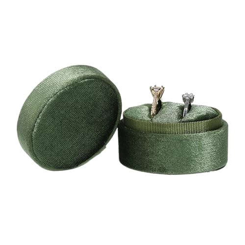 Ringschachtel Flanell-Schmuckschatulle, ovale Ringbox, einfache und exquisite Samt-Schmuckschatulle, Doppelring-Box for Hochzeit, Geschenkverpackung, Verpackung Ring Geschenkbcox(Green-double ring bo) von WLTYSM