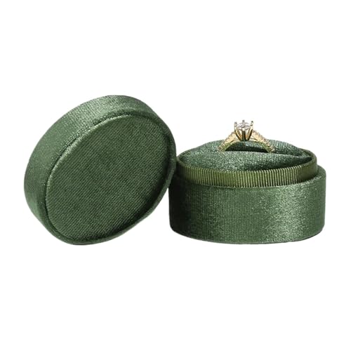 Ringschachtel Flanell-Schmuckschatulle, ovale Ringbox, einfache und exquisite Samt-Schmuckschatulle, Doppelring-Box for Hochzeit, Geschenkverpackung, Verpackung Ring Geschenkbcox(Green-single ring bo) von WLTYSM