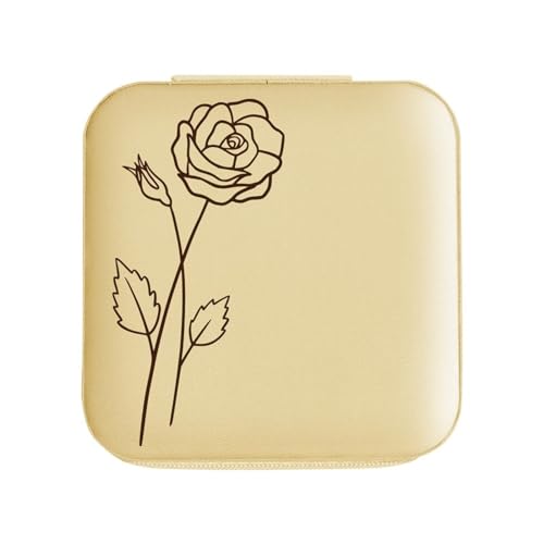 Schmuck-Aufbewahrungsbox aus PU-Leder, Reise-Schmuckschatulle mit Skizzierblumen, Brautjungferngeschenke, Geburtstagsgeschenke für Mädchen und Frauen – Goldene Schmuckschatulle Organizer (06) von WLTYSM