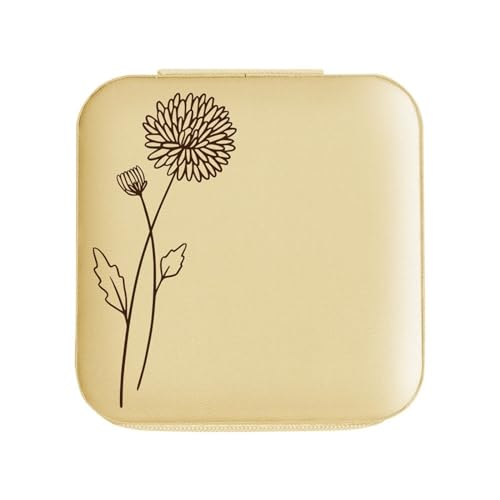 Schmuck-Aufbewahrungsbox aus PU-Leder, Reise-Schmuckschatulle mit Skizzierblumen, Brautjungferngeschenke, Geburtstagsgeschenke für Mädchen und Frauen – Goldene Schmuckschatulle Organizer (11) von WLTYSM