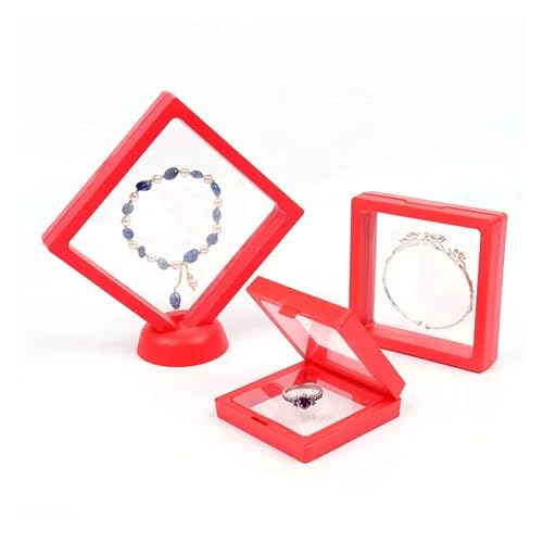 WLTYSM Pe-Folie AufhäNgebox PE Film Box Transparent Suspension Box Elastische Display Regal Kunststoff Schmuck Box 5 Teile/los FüR Schmuck Mehrzweck-Ring Und Armband-Verpackung(Red 5PCS,L 11x11cm) von WLTYSM