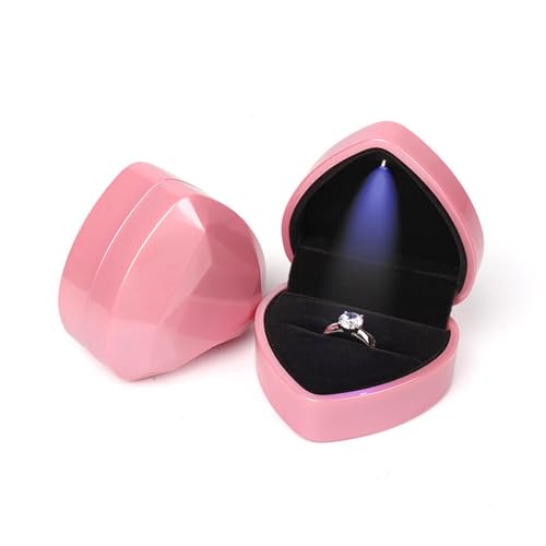 WLTYSM Ringschachtel 1 Stück Schmuck Ring Box Luxus Samt Gummi Halskette Anhänger Geschenke Display mit Licht for Vorschlag Verlobung Hochzeit Fall Ring Geschenkbcox(B-Pink) von WLTYSM