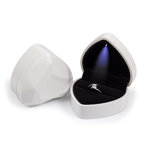 WLTYSM Ringschachtel 1 Stück Schmuck Ring Box Luxus Samt Gummi Halskette Anhänger Geschenke Display mit Licht for Vorschlag Verlobung Hochzeit Fall Ring Geschenkbcox(B-White) von WLTYSM