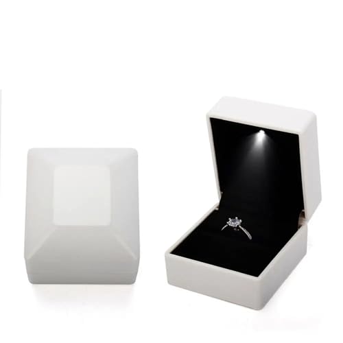 WLTYSM Ringschachtel 1 Stück Schmuck Ring Box Luxus Samt Gummi Halskette Anhänger Geschenke Display mit Licht for Vorschlag Verlobung Hochzeit Fall Ring Geschenkbcox(C-White) von WLTYSM