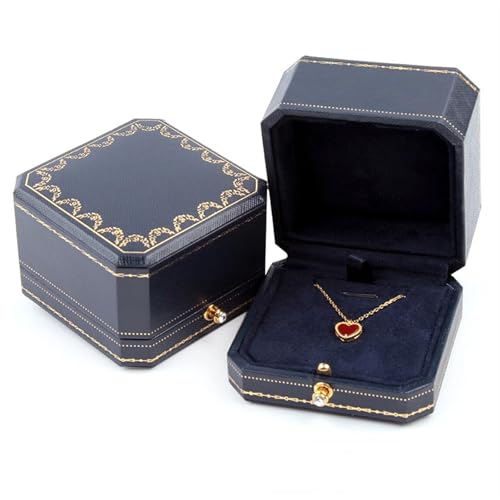 WLTYSM Ringschachtel Klassische Schmuck-Hochzeits-Doppelring-Box, luxuriöse Schmucketuis, Verpackung for Halsketten-Anhänger, Vitrine, Ring-Box, individuell Ring Geschenkbcox(1 Blue Pendant) von WLTYSM