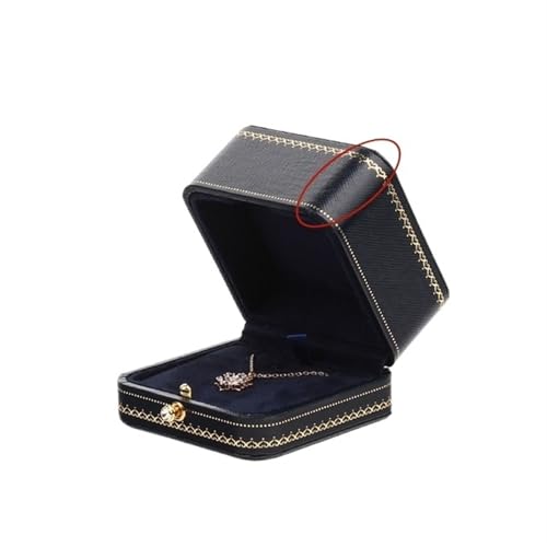 WLTYSM Ringschachtel Klassische Schmuck-Hochzeits-Doppelring-Box, luxuriöse Schmucketuis, Verpackung for Halsketten-Anhänger, Vitrine, Ring-Box, individuell Ring Geschenkbcox(2 Blue Pendant) von WLTYSM