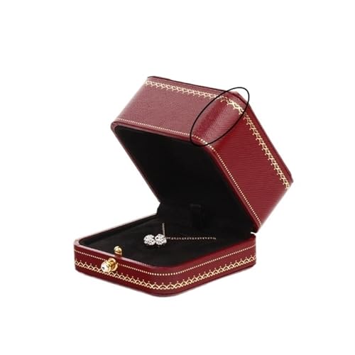 WLTYSM Ringschachtel Klassische Schmuck-Hochzeits-Doppelring-Box, luxuriöse Schmucketuis, Verpackung for Halsketten-Anhänger, Vitrine, Ring-Box, individuell Ring Geschenkbcox(2 Red Pendant) von WLTYSM