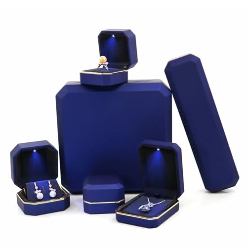 WLTYSM Ringschachtel Lack-Klavierlack-Ring-Ohrringe-Halsketten-Anhänger-Box mit leichtem, luxuriösem Kunststoff-Schmuck-Organizer als Geschenkverpackung Ring Geschenkbcox(Blue,Earring Box) von WLTYSM