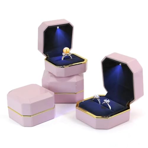 WLTYSM Ringschachtel Lack-Klavierlack-Ring-Ohrringe-Halsketten-Anhänger-Box mit leichtem, luxuriösem Kunststoff-Schmuck-Organizer als Geschenkverpackung Ring Geschenkbcox(Pink,Earring Box) von WLTYSM