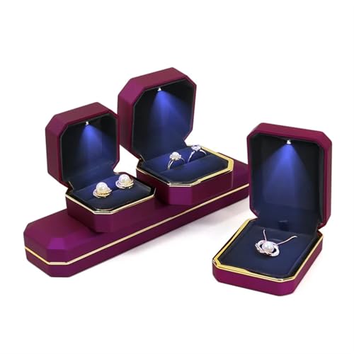 WLTYSM Ringschachtel Lack-Klavierlack-Ring-Ohrringe-Halsketten-Anhänger-Box mit leichtem, luxuriösem Kunststoff-Schmuck-Organizer als Geschenkverpackung Ring Geschenkbcox(Purple,Big Ring Box) von WLTYSM