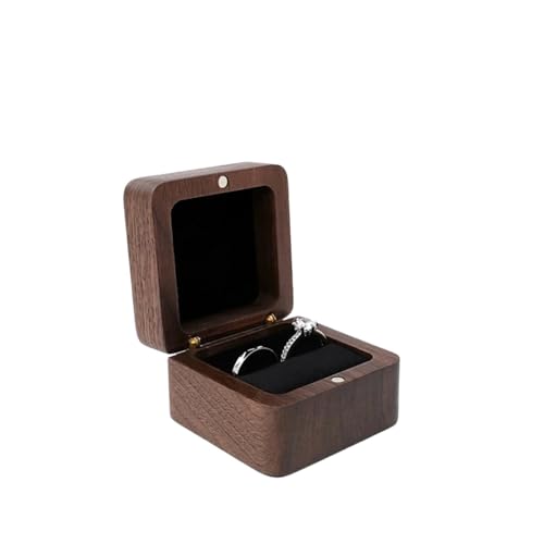 WLTYSM Ringschachtel Schmuckschatulle, Holz-Aufbewahrungsbox mit Schmuck for Sammeln, weicher Innenhalter, Einzel-/Doppelschlitz-Schmuck-Organizer im Vintage-Stil Ring Geschenkbcox(8YY804336-1) von WLTYSM