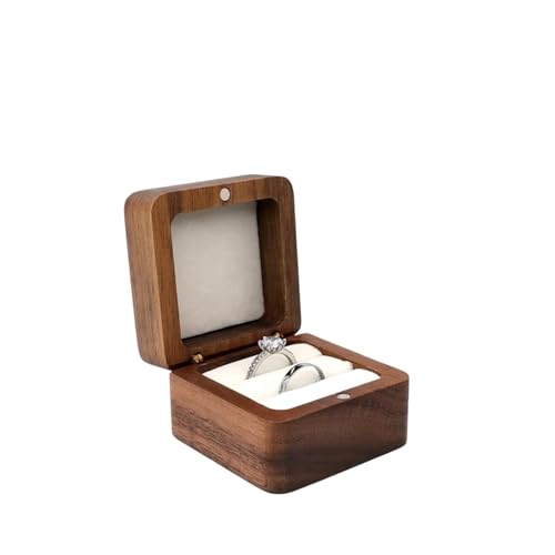 WLTYSM Ringschachtel Schmuckschatulle, Holz-Aufbewahrungsbox mit Schmuck for Sammeln, weicher Innenhalter, Einzel-/Doppelschlitz-Schmuck-Organizer im Vintage-Stil Ring Geschenkbcox(8YY804336-5) von WLTYSM