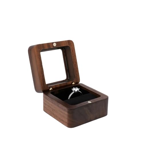 WLTYSM Ringschachtel Schmuckschatulle, Holz-Aufbewahrungsbox mit Schmuck for Sammeln, weicher Innenhalter, Einzel-/Doppelschlitz-Schmuck-Organizer im Vintage-Stil Ring Geschenkbcox(8YY804337-1) von WLTYSM