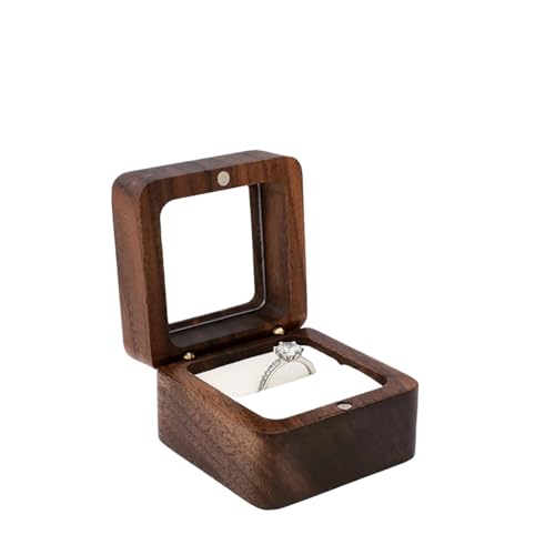 WLTYSM Ringschachtel Schmuckschatulle, Holz-Aufbewahrungsbox mit Schmuck for Sammeln, weicher Innenhalter, Einzel-/Doppelschlitz-Schmuck-Organizer im Vintage-Stil Ring Geschenkbcox(8YY804337-2) von WLTYSM