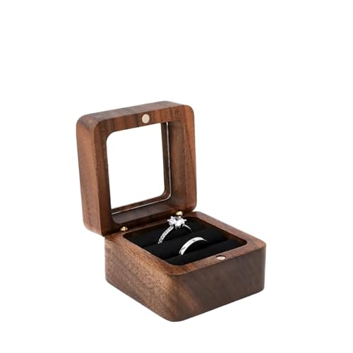 WLTYSM Ringschachtel Schmuckschatulle, Holz-Aufbewahrungsbox mit Schmuck for Sammeln, weicher Innenhalter, Einzel-/Doppelschlitz-Schmuck-Organizer im Vintage-Stil Ring Geschenkbcox(8YY804337-4) von WLTYSM