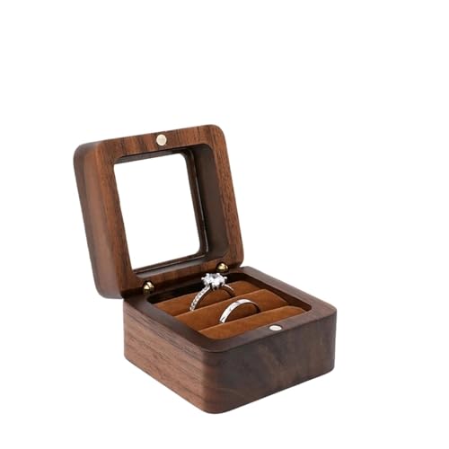 WLTYSM Ringschachtel Schmuckschatulle, Holz-Aufbewahrungsbox mit Schmuck for Sammeln, weicher Innenhalter, Einzel-/Doppelschlitz-Schmuck-Organizer im Vintage-Stil Ring Geschenkbcox(8YY804337-6) von WLTYSM