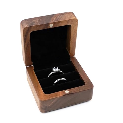 WLTYSM Ringschachtel Schmuckschatulle, Holz-Aufbewahrungsbox mit Schmuck for Sammeln, weicher Innenhalter, Einzel-/Doppelschlitz-Schmuck-Organizer im Vintage-Stil Ring Geschenkbcox(8YY804623-1) von WLTYSM